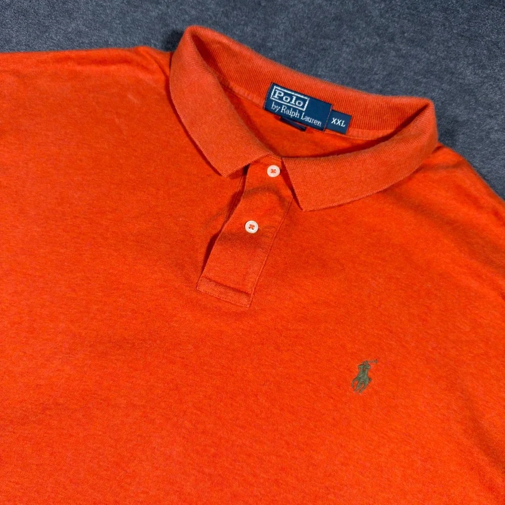 Polo Ralph Lauren Polo Shirt Mens XXL Orange Short Sleeve Cotton Pique Pony Logo